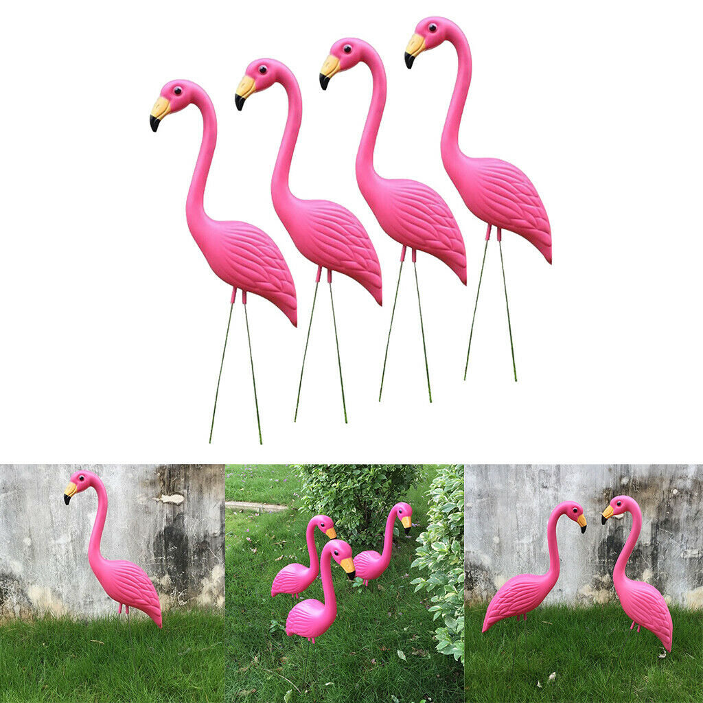 Set of 4 Realistic Flamingo Statue for Yard Garden Lawn Art Ornaments Decor -