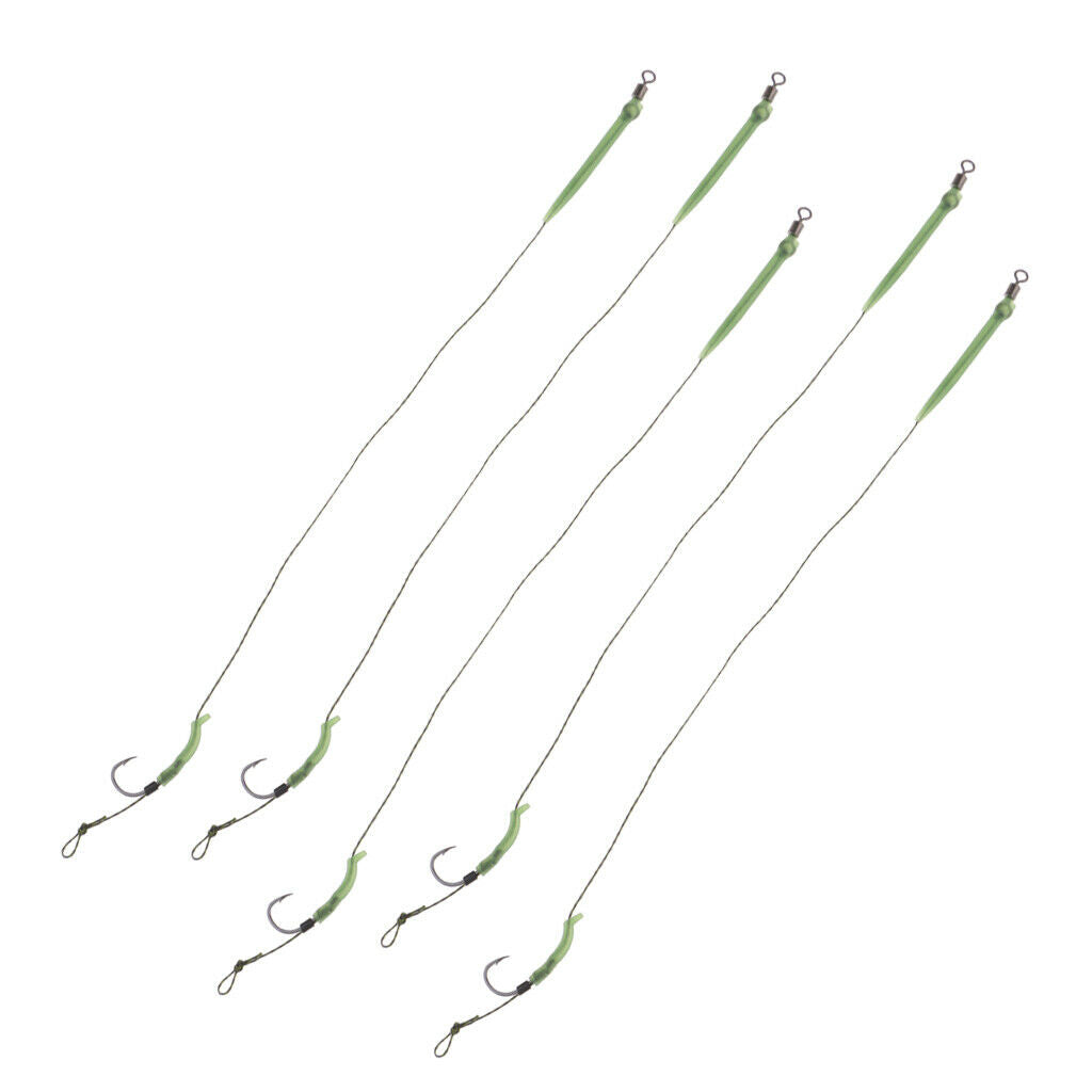 5Pieces Carp Fishing Hook Link Braided Line Hair Rigs Terminal Tackle  8#