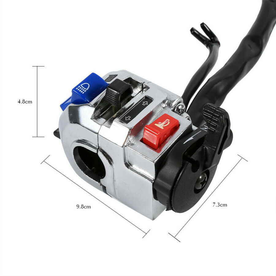Motorcycle 7/8" Handlebar Control Switch Chrome Casing Turn Signal Start Switch