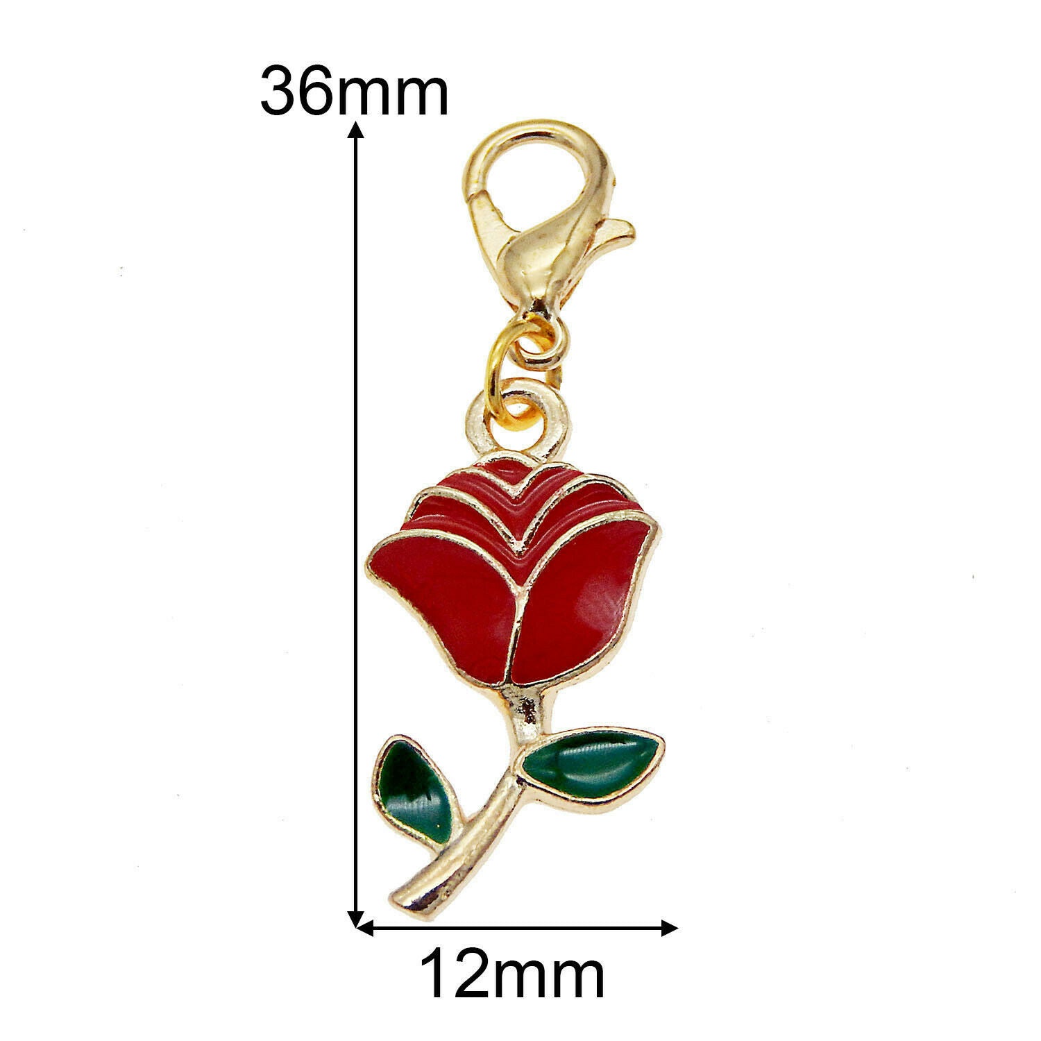 8pcs Rose Flower Dangle Pendant Lobster Clasp Bracelet DIY Jewelry Accessories