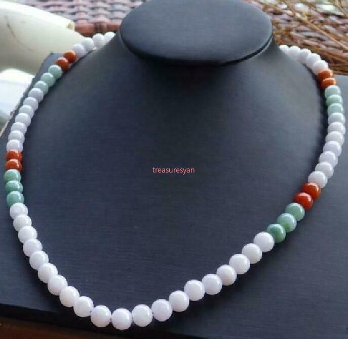 1pcs 3 Color Certified Natural A JADE Jadeite beads Necklace 20 inches