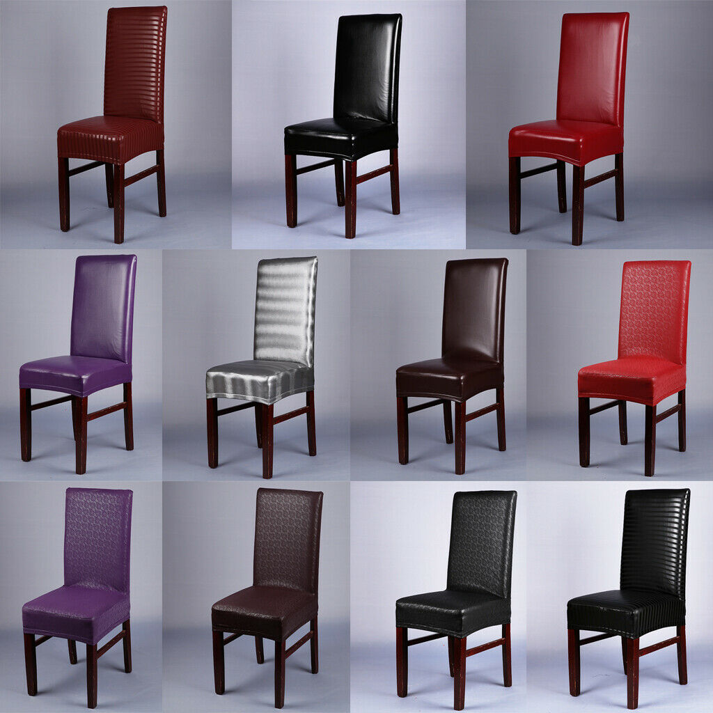 2xHome Restaurant Chair Siamese Elastic Leather Cover Brown E