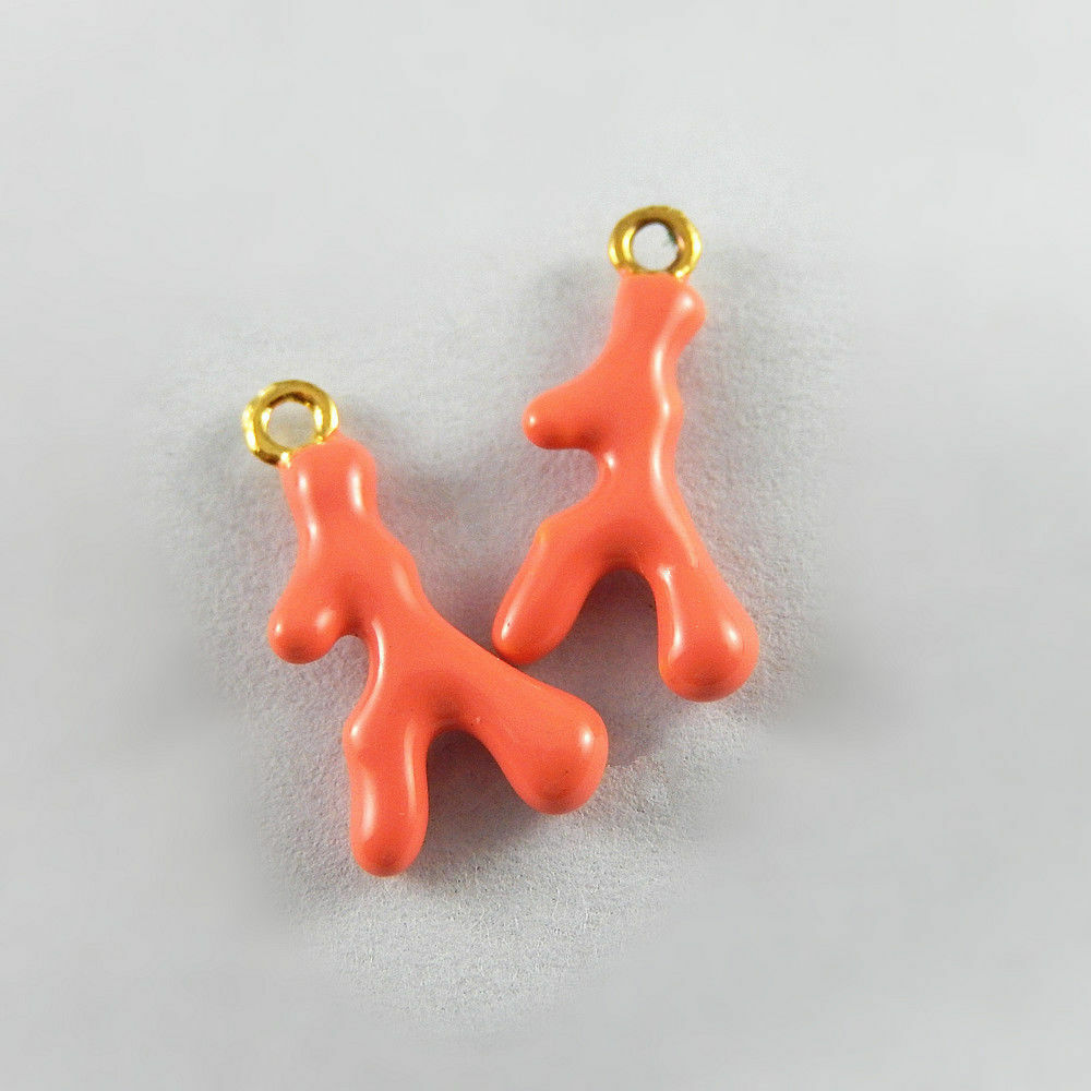 20 pcs Enamel Zinc Alloy Made Orange Tree Branch Charms Pendant Findings 52091