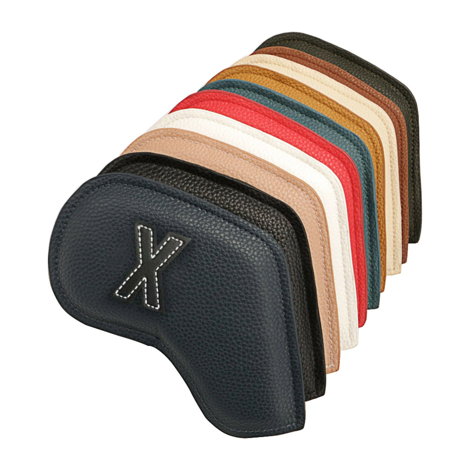 2X 10x Deluxe PU Golf Iron Headcover Set 3-9,P,S,A Club Head Cover Guard Case