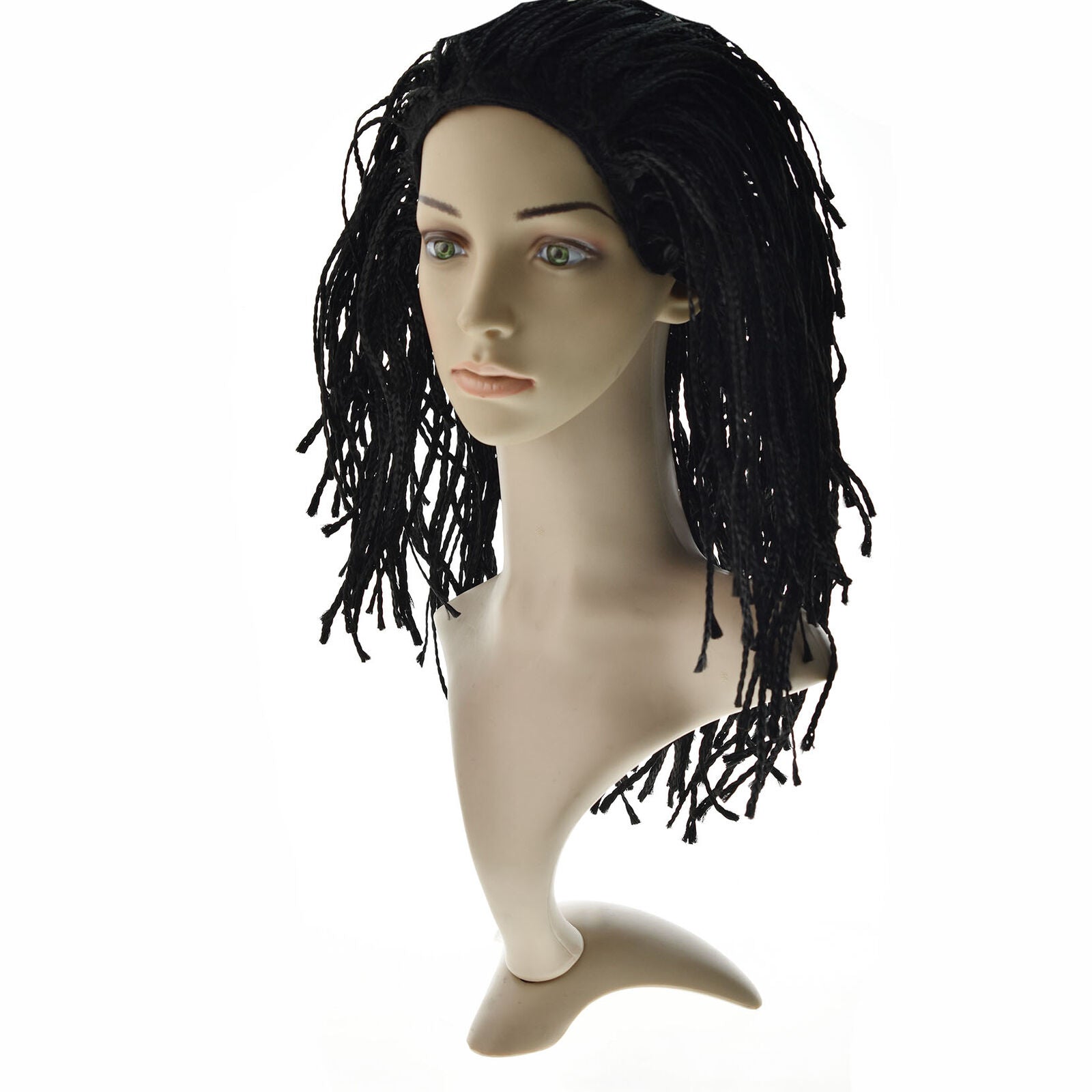 Black Braided Wig Women Box Braids Curly Braided Twisted Synthetic Full Wigs