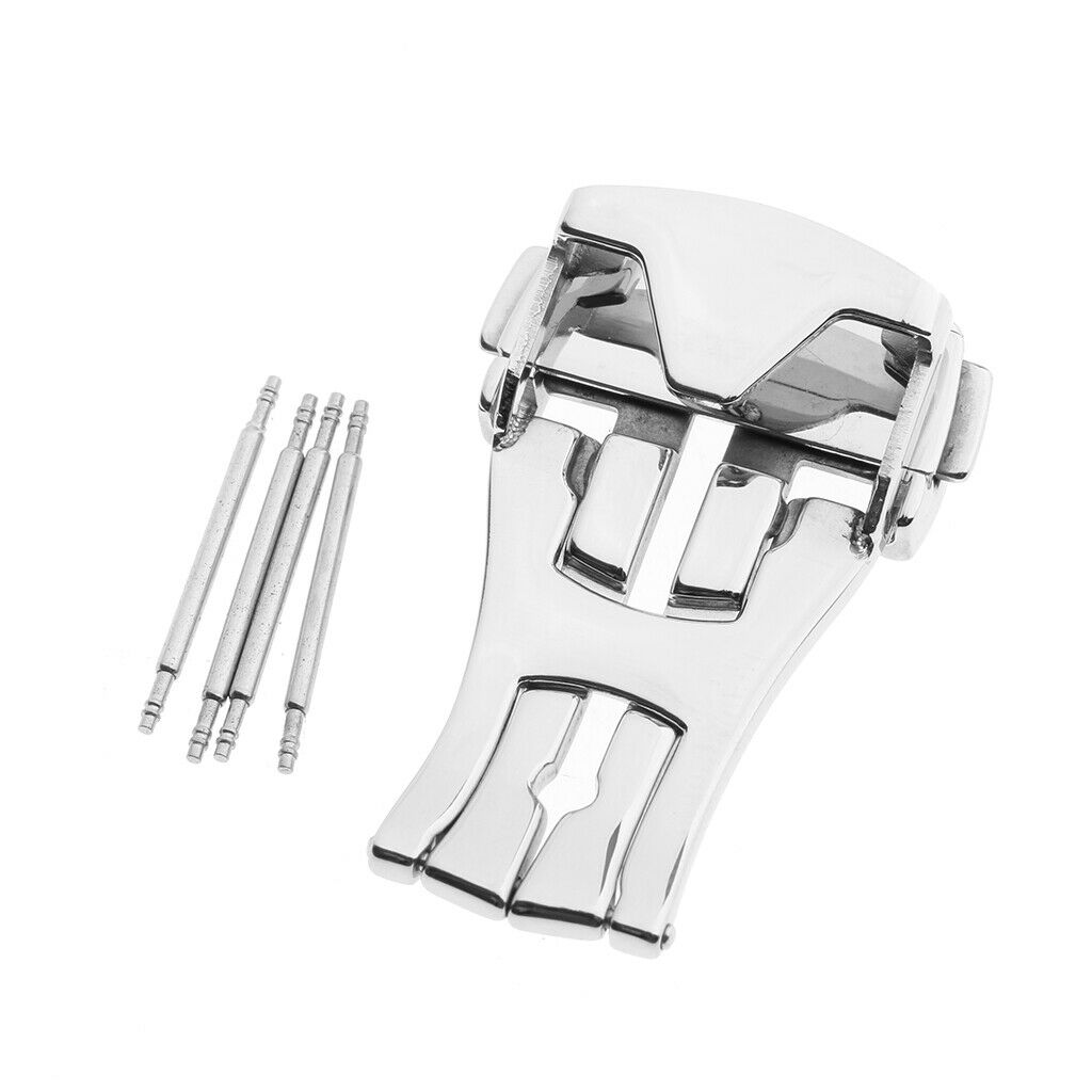 18mm Stainless Steel Butterfly Buttons Deployment Watch Band Buckle Clasp Band