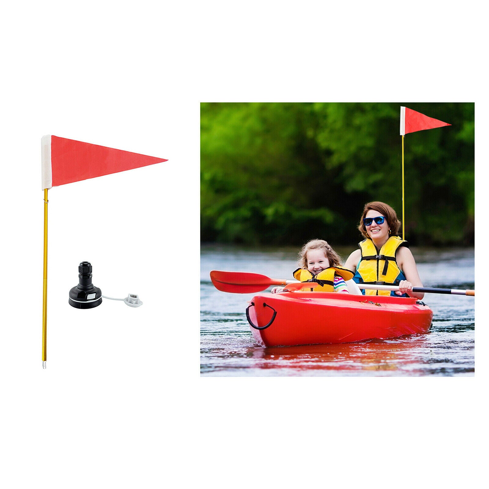 3.94ft Kayak Safety Flag with Black Base for Boat Dinghy DIY Accessories