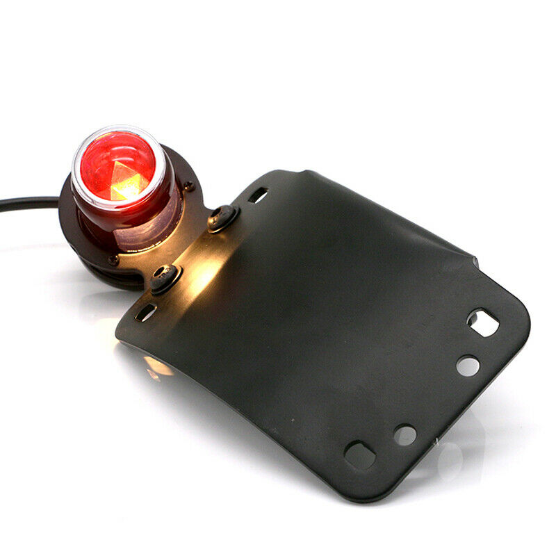 Red Indicator Motorcycle LED Cafe Racer Brake License Plate Retro Tail Light