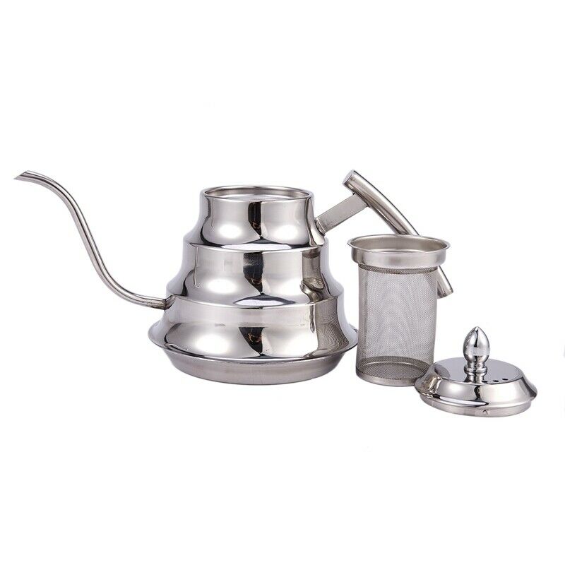 Kitchen Coffee Pot Stainless Steel Coffee Drip Kettle Tea Pot, 1.2L Fine MouthM2