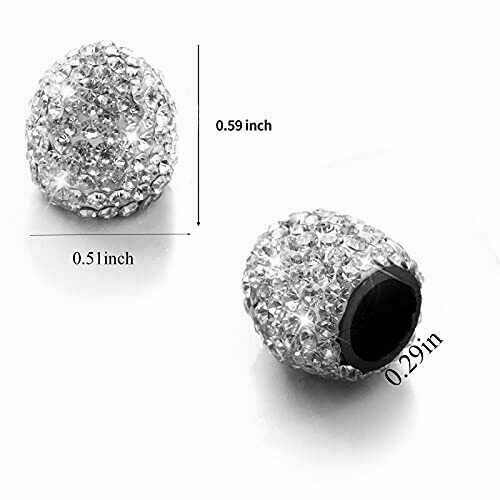 Bling Valve Stem Caps Universal Handmade Rhinestones Covers White Diamond 4 Pack