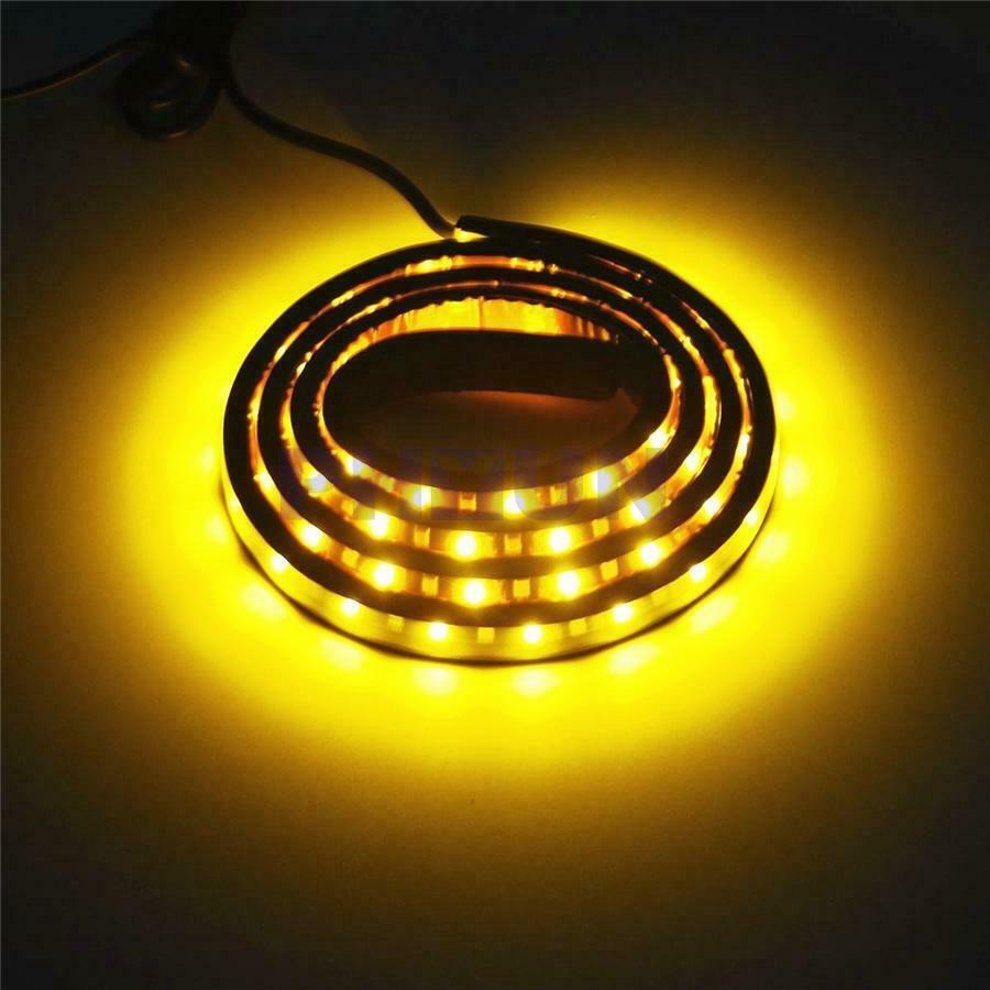 2pcs 48" Car Running Board Side Step LED Light White/Amber Turn Signal DRL Strip