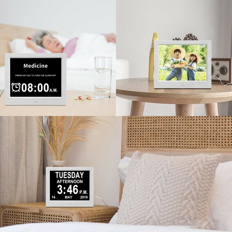 Digital Calendar Alarm Day Clock - with 8 inch Large Screen Display, Am Pm,W6Q4