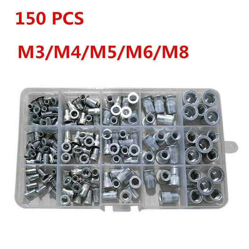 150Pcs M3 M4 M5 M6 M8 Aluminum Rivet Nut Kit Metric Cap Assort D9E8E8