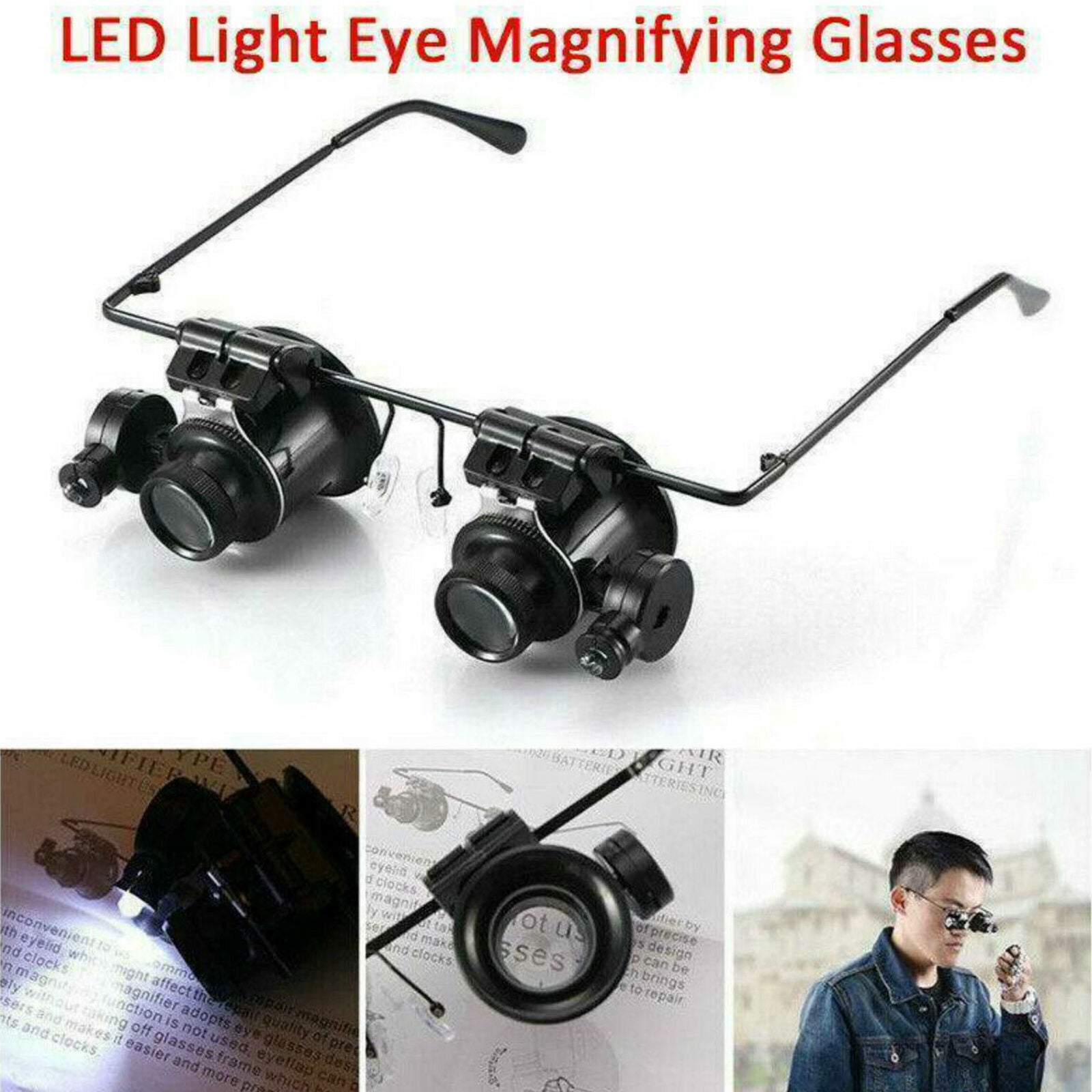 20X Magnifier Magnifying LED Light Eye Jeweler Watch Repair Glass Loupe Lens