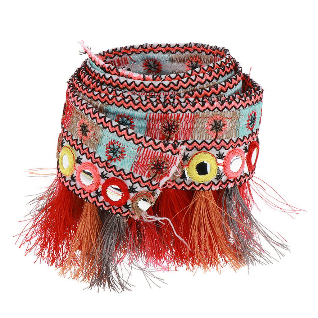 1 Yard Red Ethnic Jacquard Ribbon Tassel Fringe Trim DIY Craft Supplies