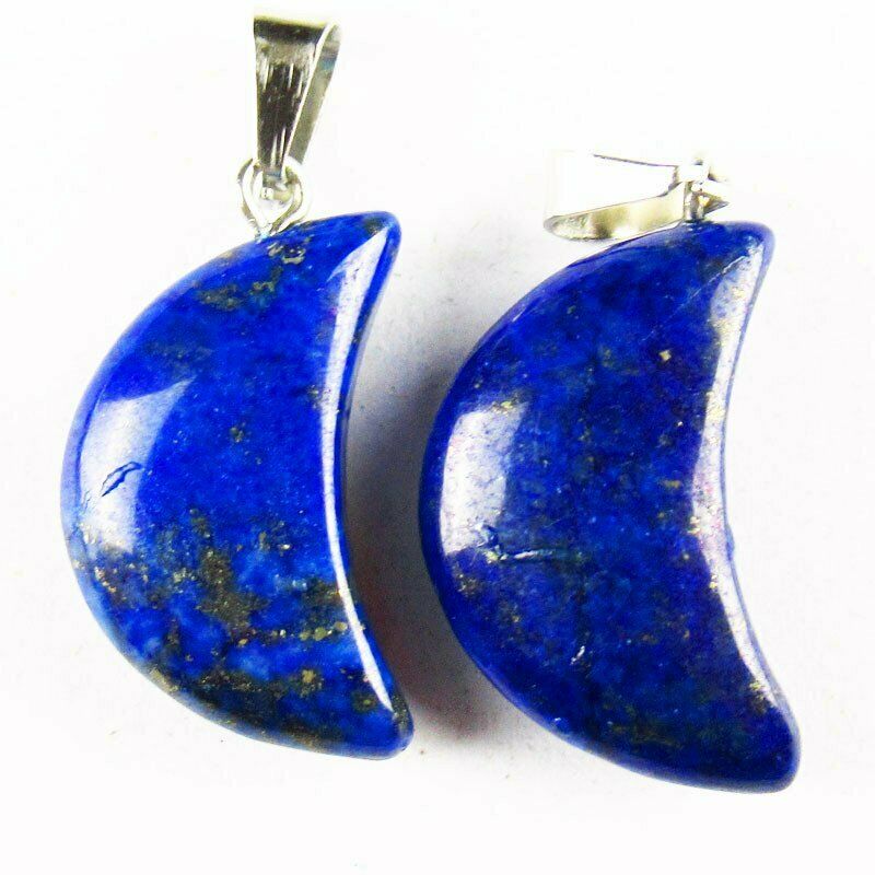 10Pcs 20x10x5mm Natural Lapis Lazuli Moon 22g Pendant Bead A-43SK