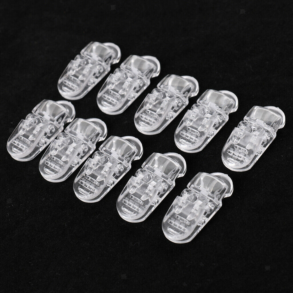 10pcs Clear T-shape Plastic Baby Pacifier Clips Bib  Suspender Grip