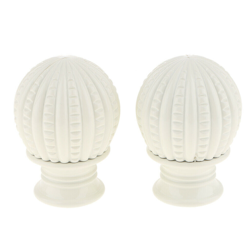 1 Pair Retro Curtain Decorative Pole Rod Finials Ends Heads 28mm White B