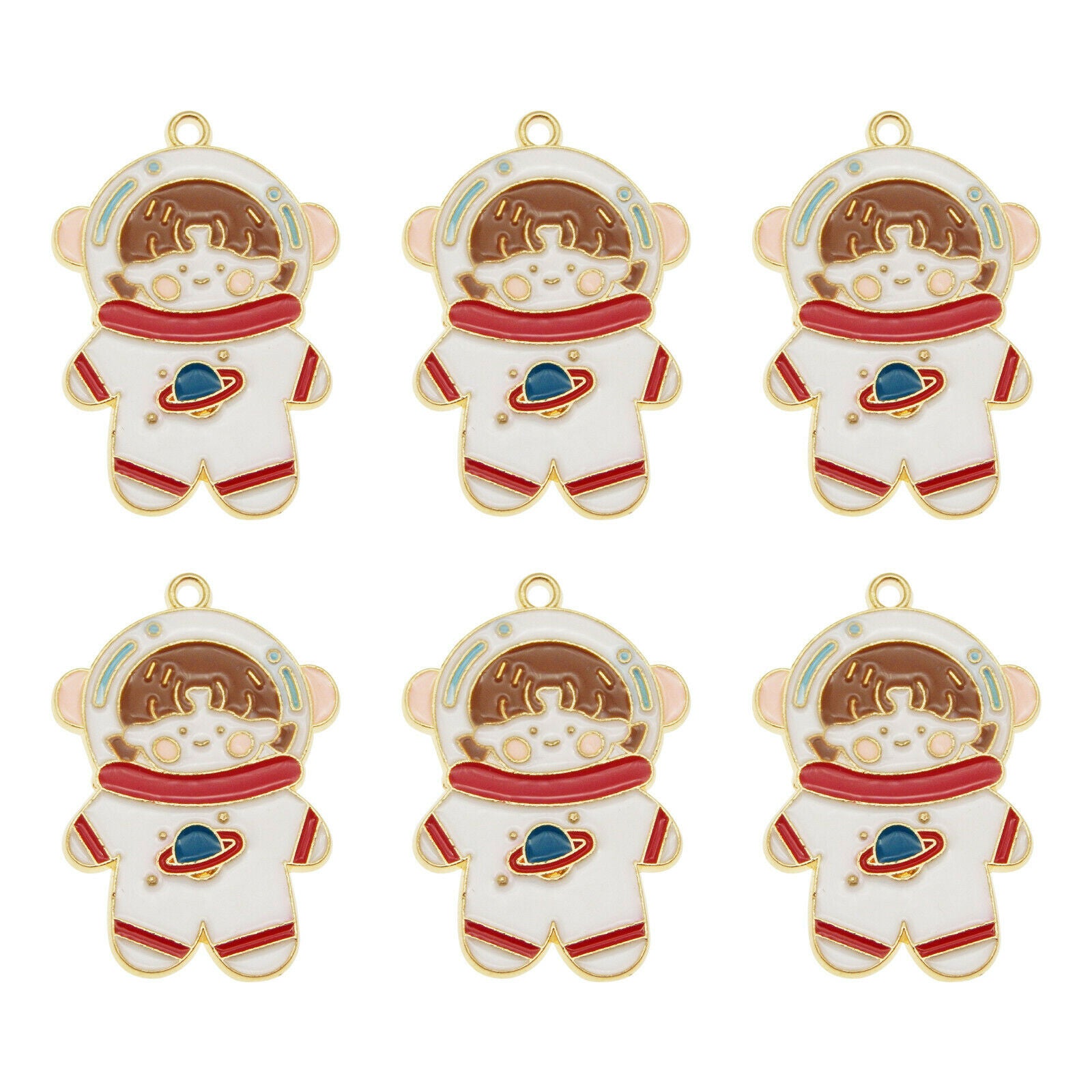 8PCS Multi-Color Alloy Astronaut Space Girl Charms Pendant Jewelry DIY Findings