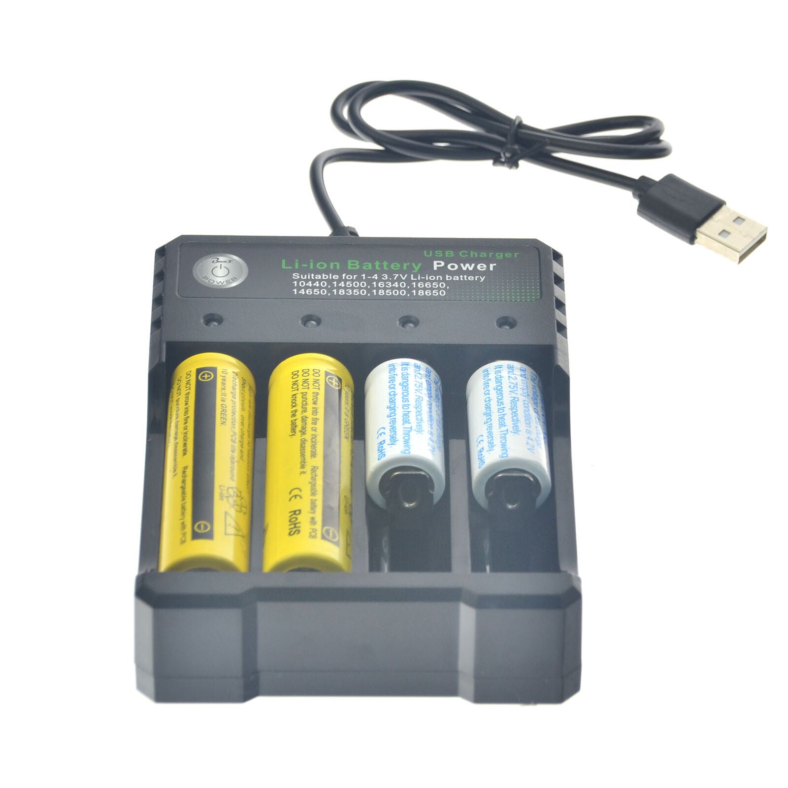 4 Slot Intelligent USB Rechargerable Battery Charger 16340 14500 Li-ion