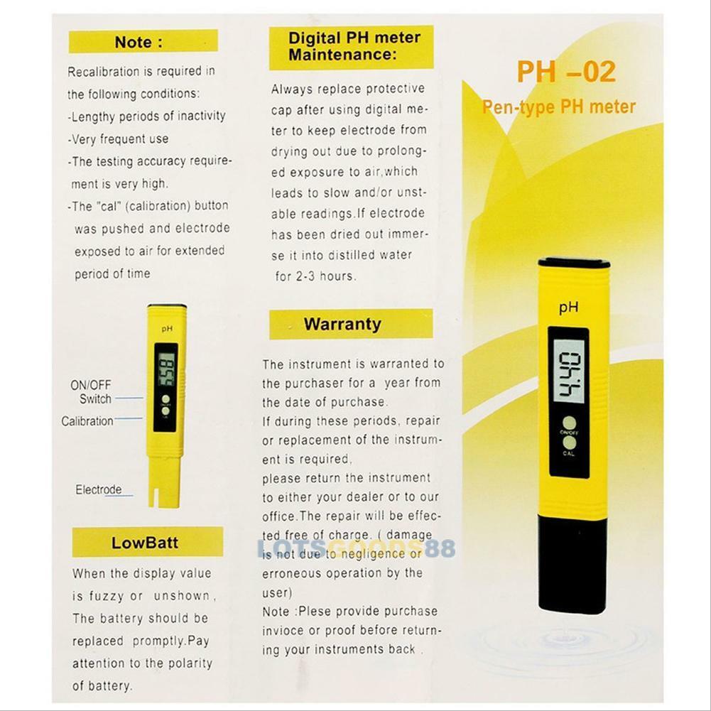 Digital PH Meter + LCD TDS EC Water Purity PPM Filter Hydroponic Pool Tester Pen