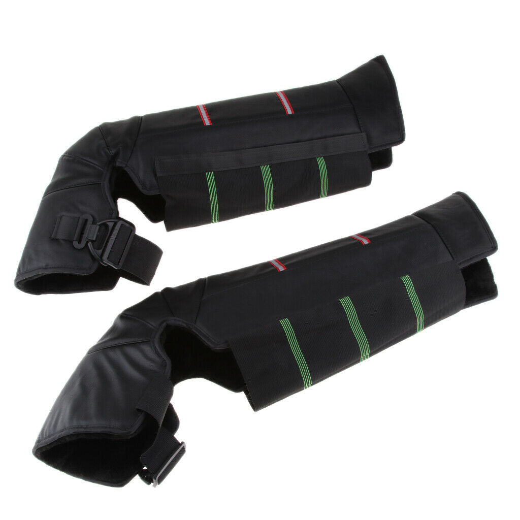 2pcs Motorcycle Riding Windproof Long Knee Warmer Plush Lining Kneepad