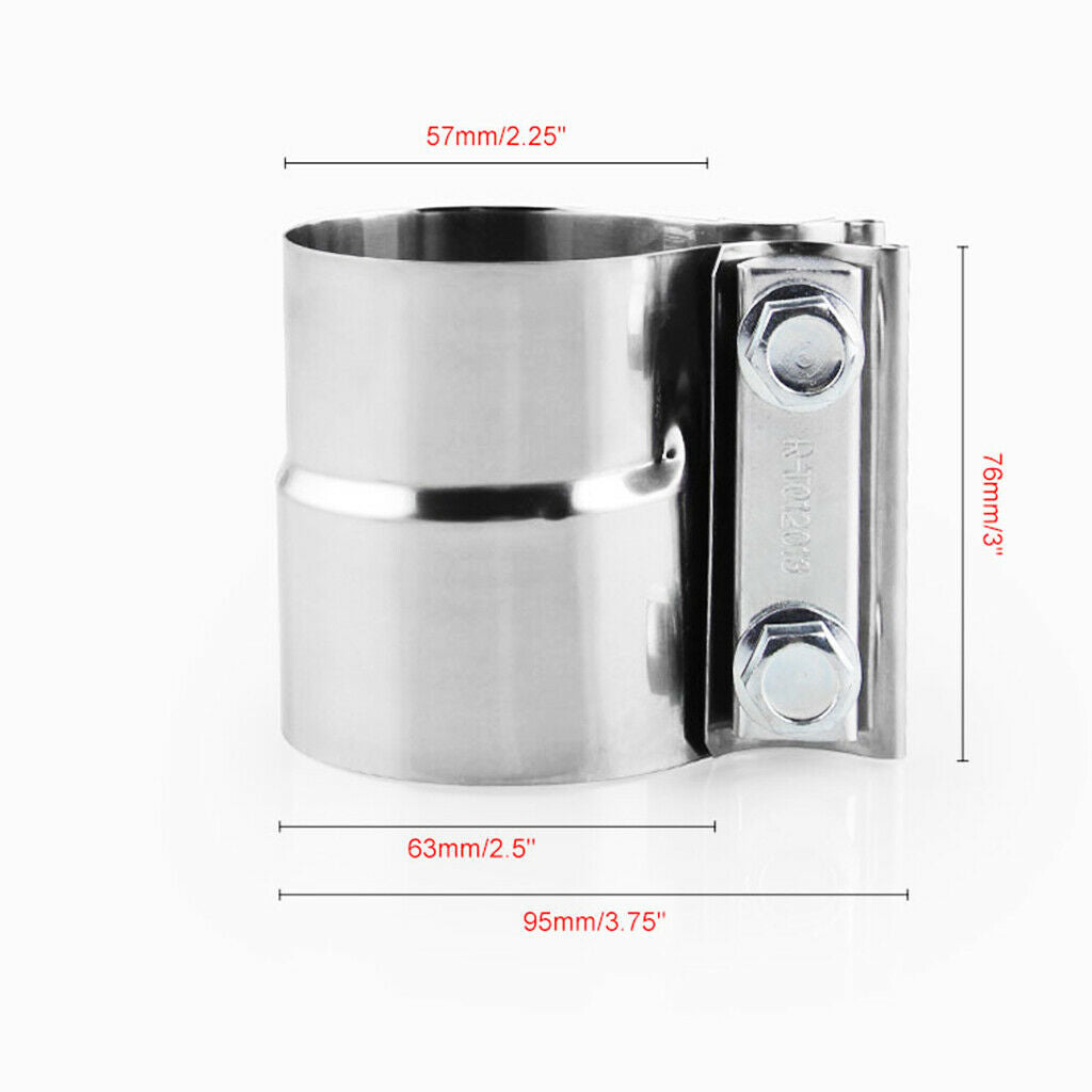 2 Pieces Stainless Steel 2.25'' Turn to 2.5" Exhaust Lap Joint Band Clamp