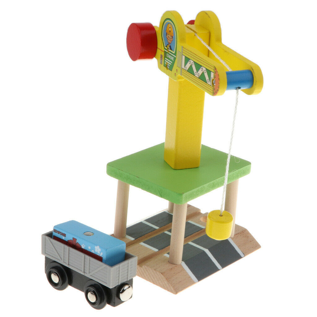 Preschool Train Puzzles, Wooden Train Track Accessories, Track Crane Freight Car