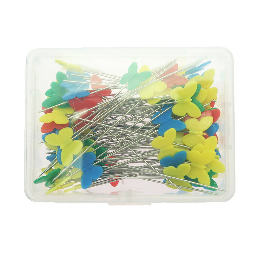 Colorful Butterfly Head Pins, 100Pcs Sewing Dressmaking Wedding Quilting