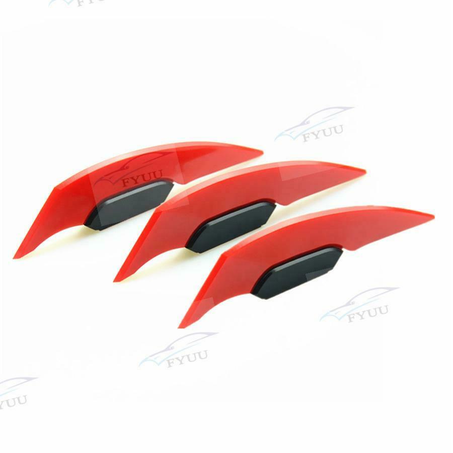 3 Pair Motorcycle Side RED Winglets Wind Fin Spoiler Trim Cover Air Deflector