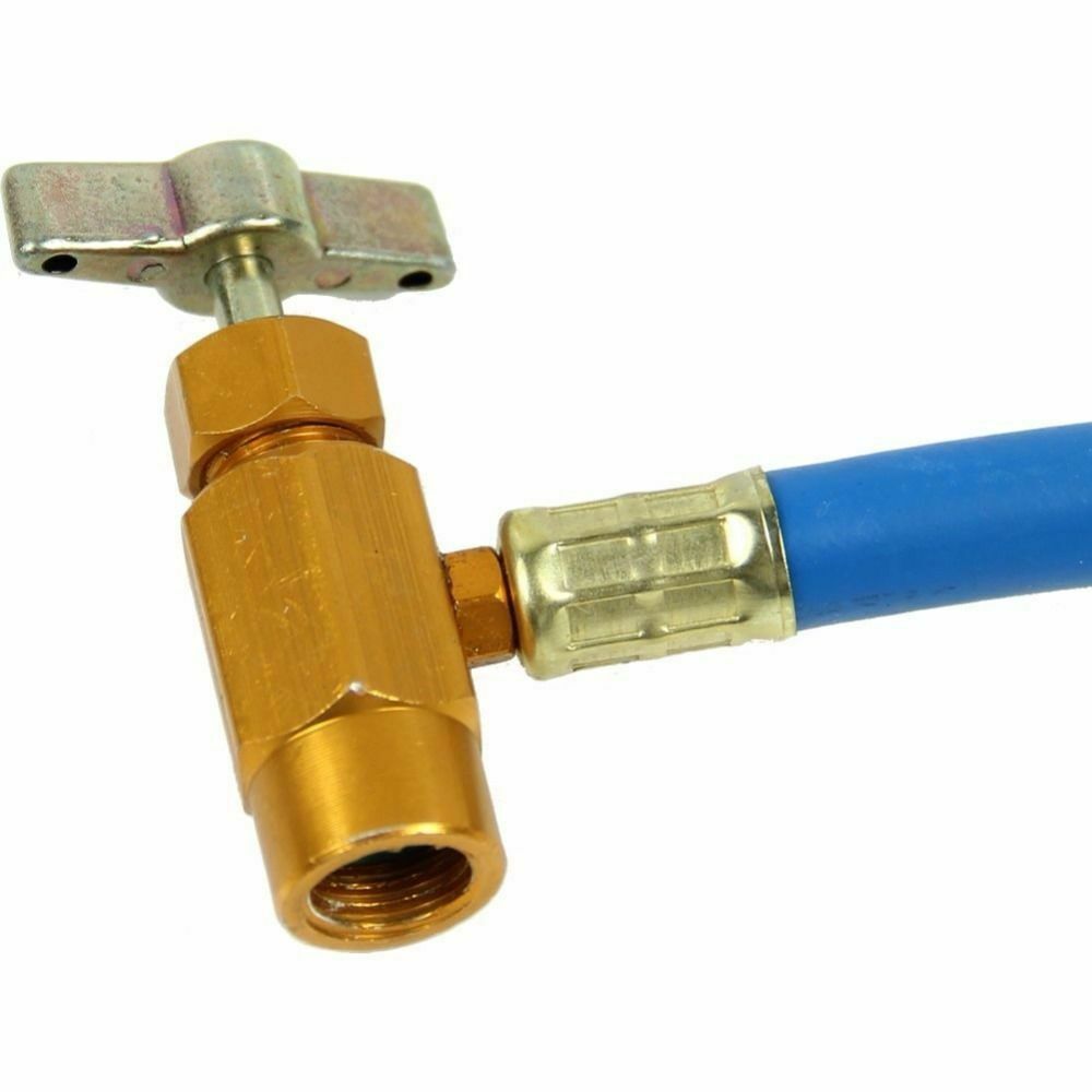 Car A/C R134A Refill Hose 72mm O.D. 43cm Length Metal Measuring Refrigerant Hose