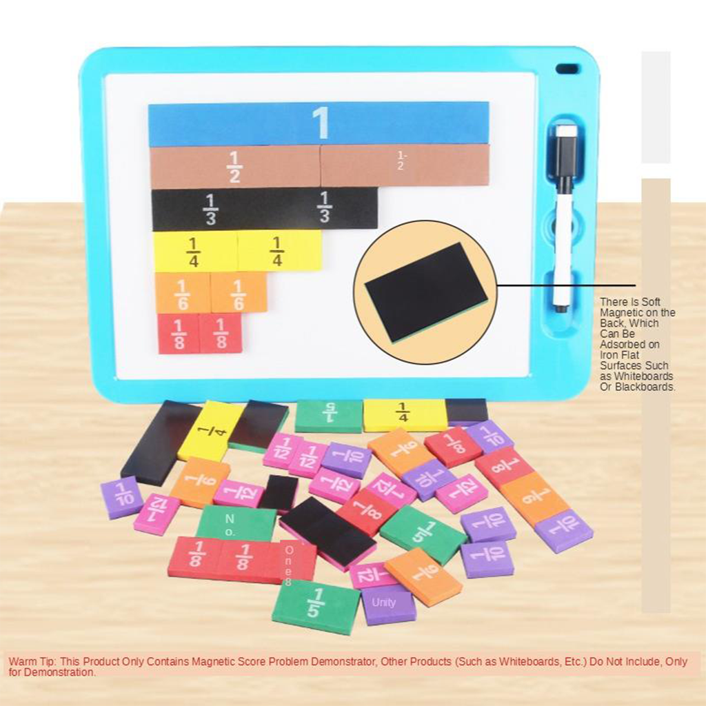 Magnetic Rainbow Fraction Tiles, Visual/Tactile Learning Teaching Aids for Kids