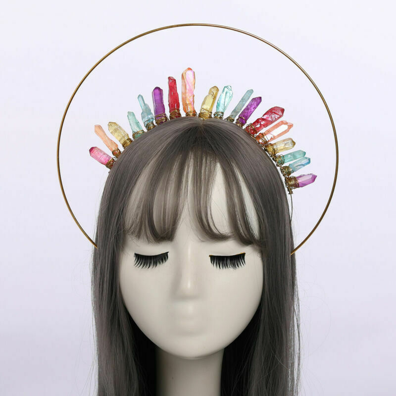 Women Headband Celtic Headpiece Natural Stone Artificial Crystal Double layer