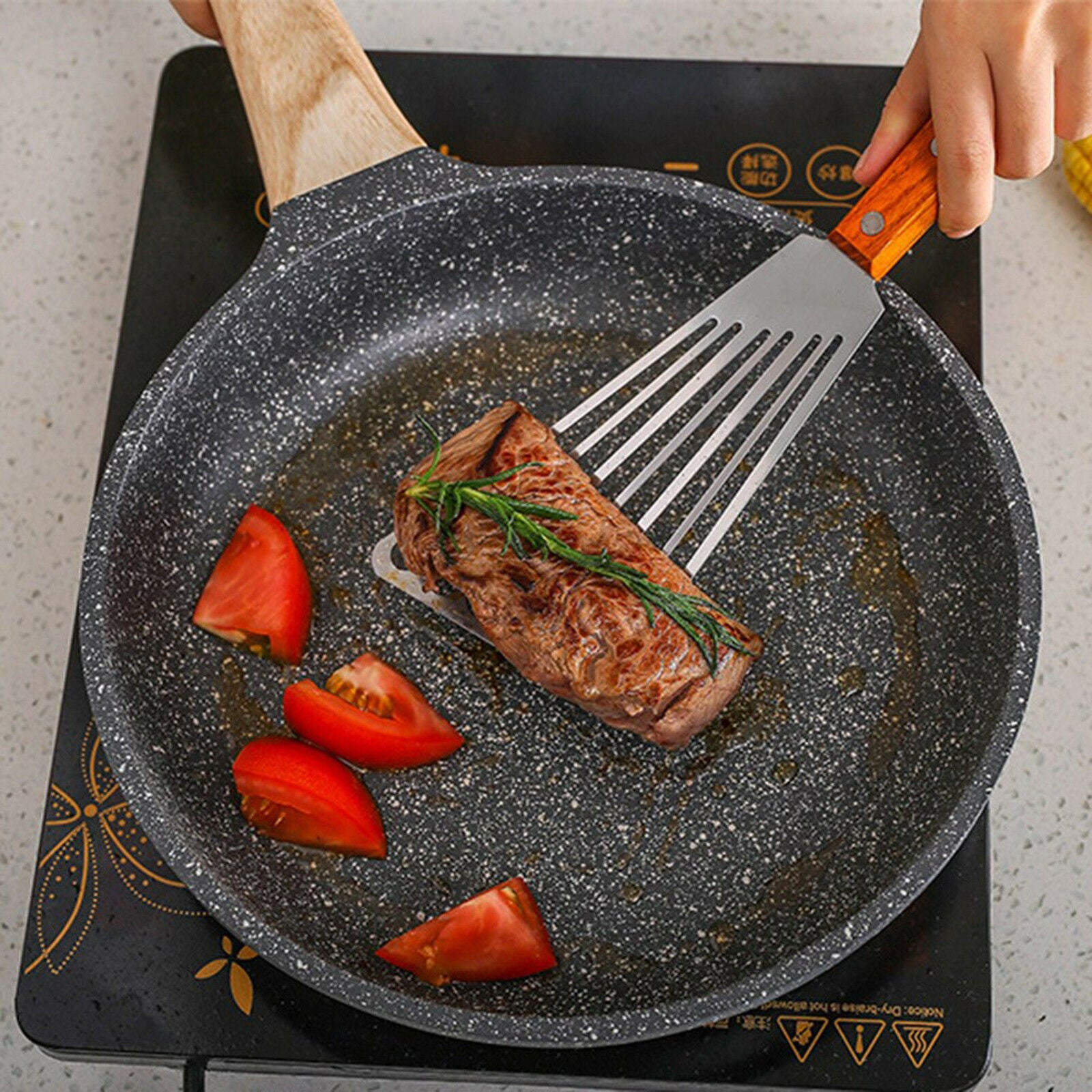 Stainless Steel Frying Spatula Leaky Shovel Fish Slice Non-slips Kitchen Tool