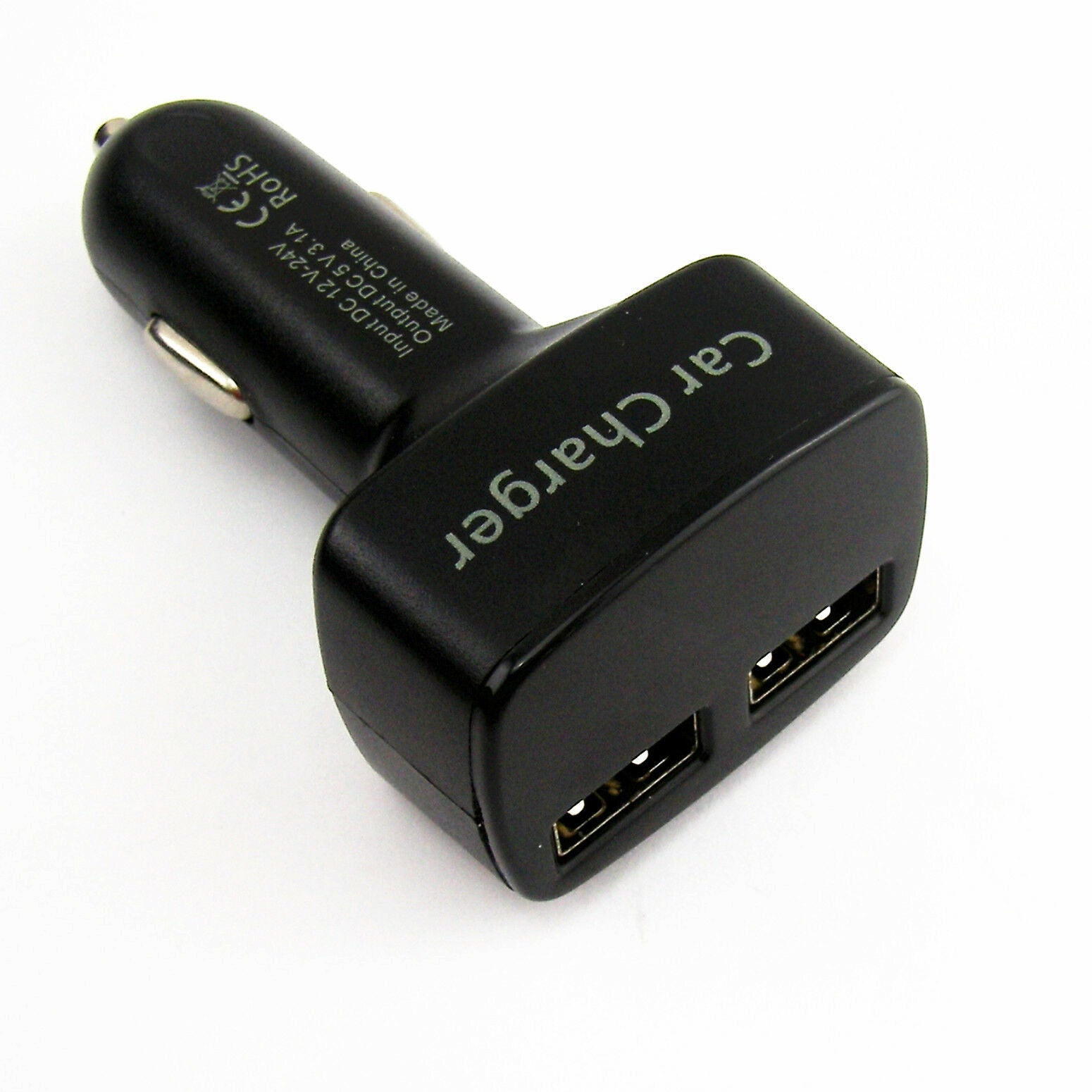 Black Car Charger/Thermometer/Ammeter/Voltmeter Dual USB 2-Port Adapter Max 3.1A