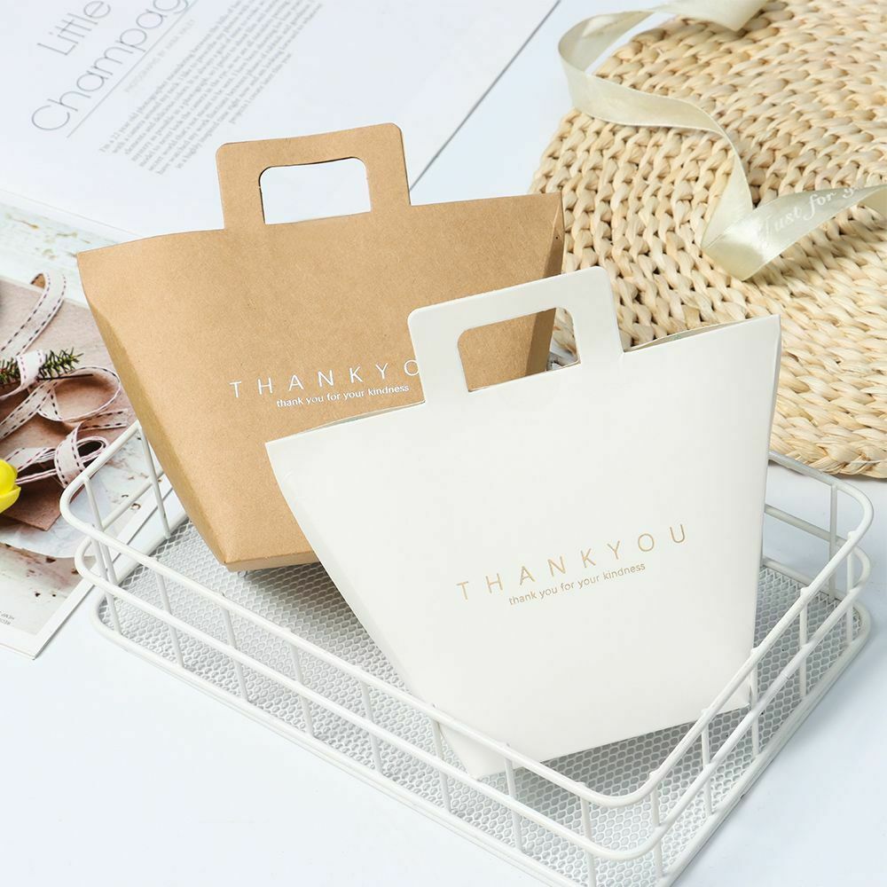 DIY Simple With Handles Decoration Bags Kraft paper Candy Box Bronzing Gift Bag