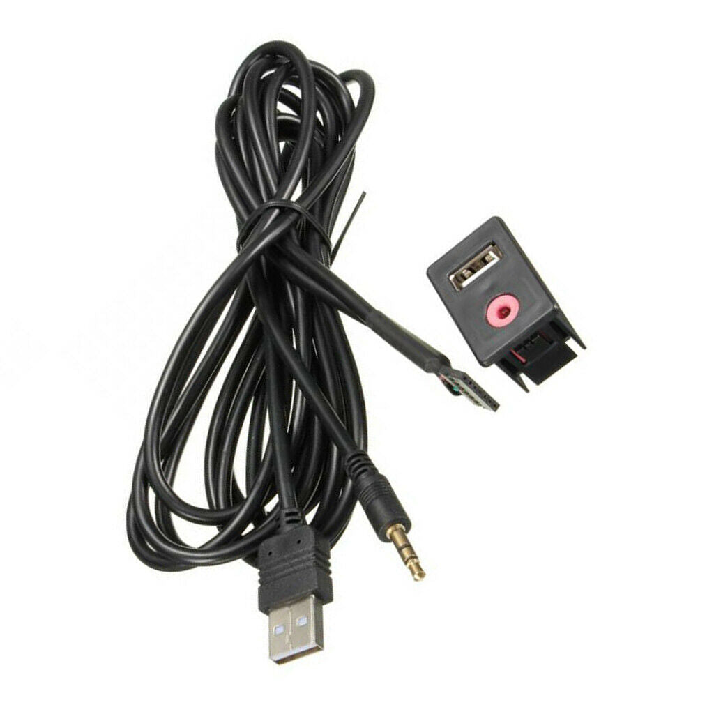 3.5mm USB  Panel Car Dashboard Mounted Cable Adapter Adaptor