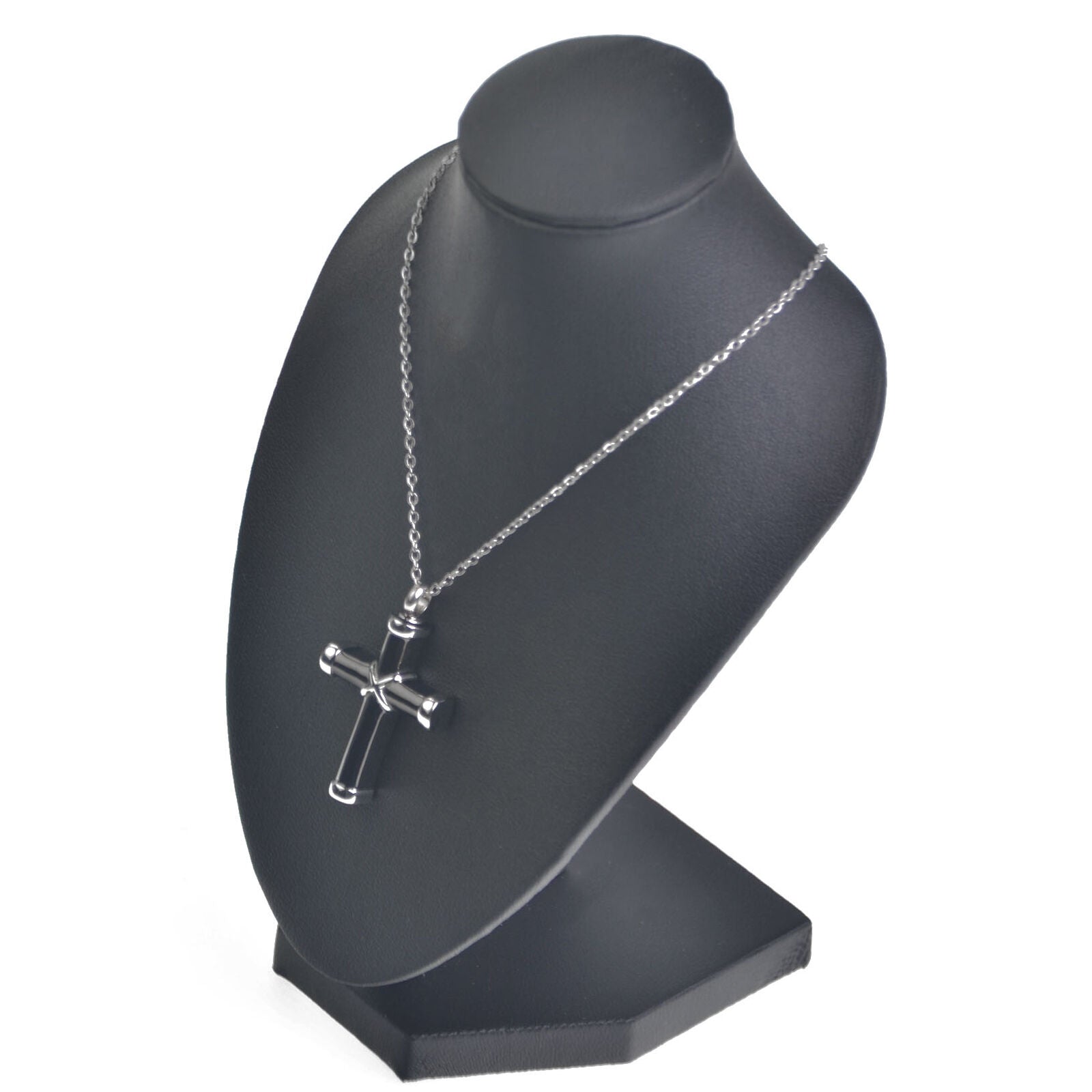Cross Shape Stainless Steel Cremation Jewelry Hold Ashes Keepsake Urn Necklace
