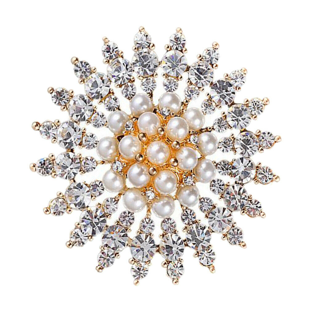 Women Lady Crystal Wedding Flower Bouquet Brooch Collar Lapel Badge Charms