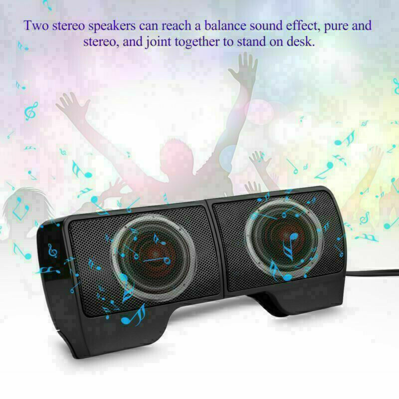 Mini USB Clip-On 2.0 Speakers Stereo For Laptop Notebook Computer PC Portable
