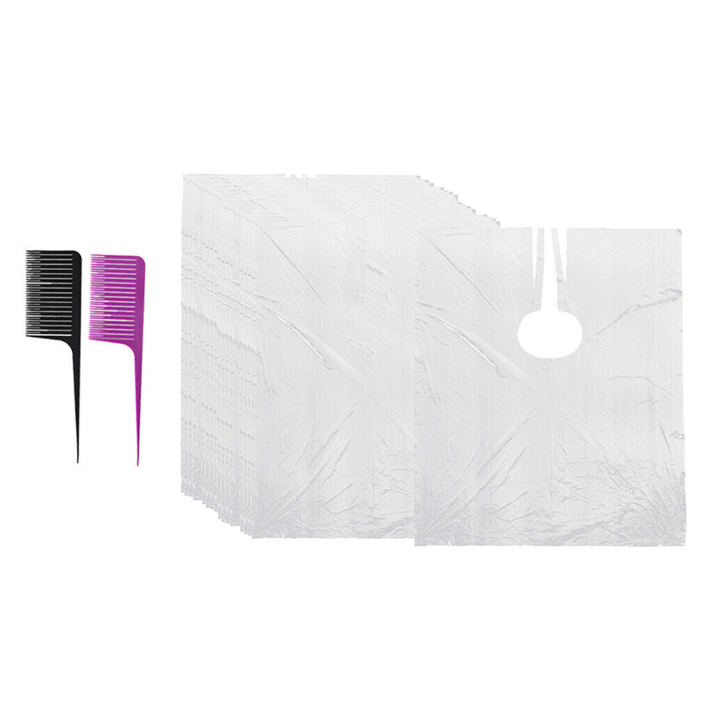 Lot 50pcs Disposable Hair Cutting Capes Gowns Barber Apron w/2x Hair Combs