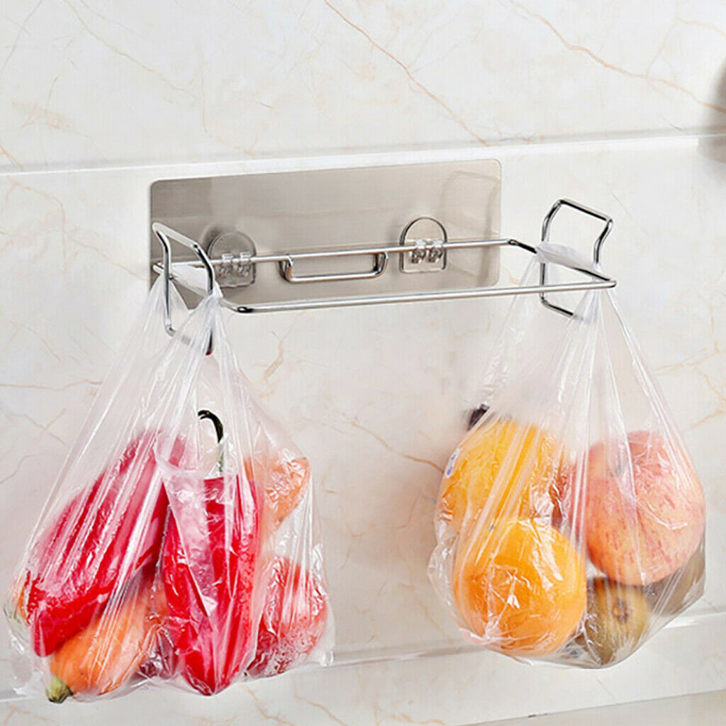 Kitchen Hanging Trash Rubbish Bag Holder - Bathroom Garbage Storage Racks Hanger
