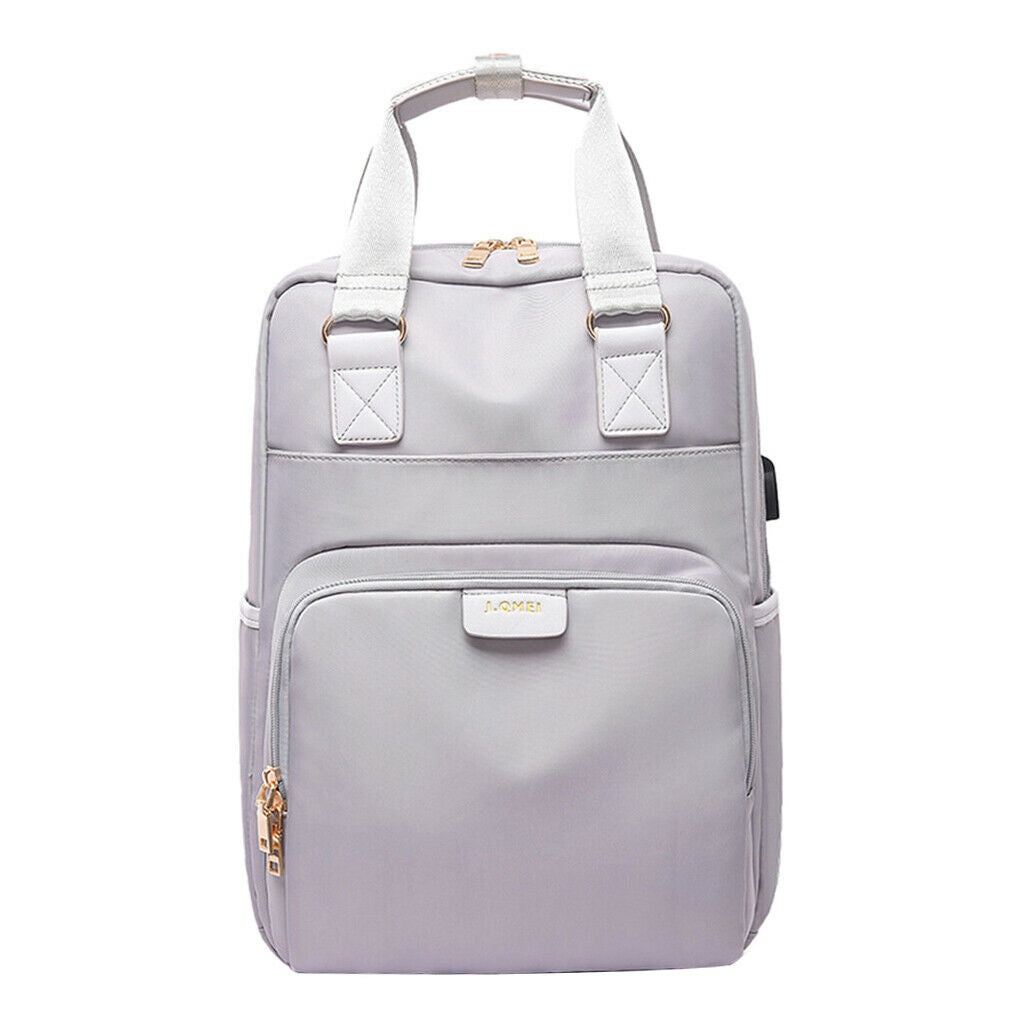 Compact Waterproof Laptop Backpack Roomy School Bag Shoulder Rucksack Gray L