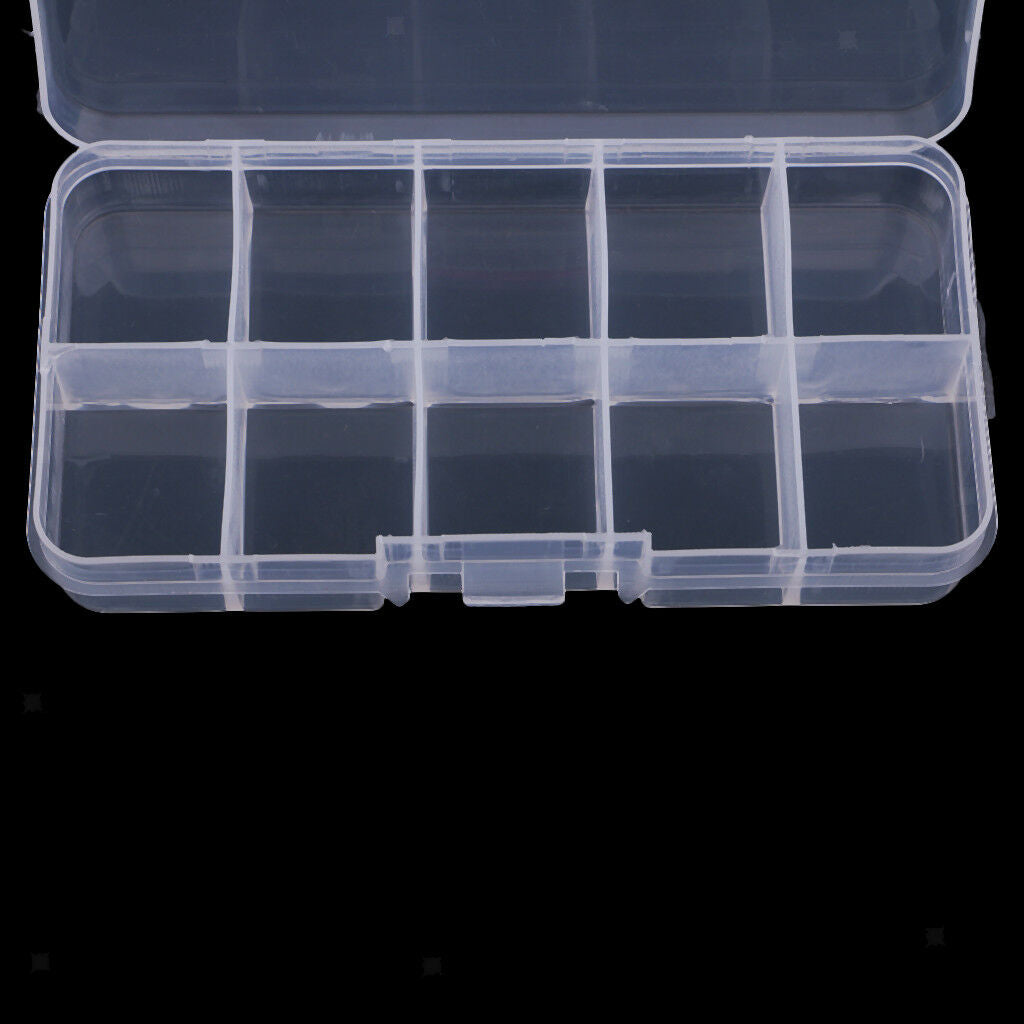 Clear Plastic Storage Organiser Craft Beads Jewellery Tool Box Case 10 Grids