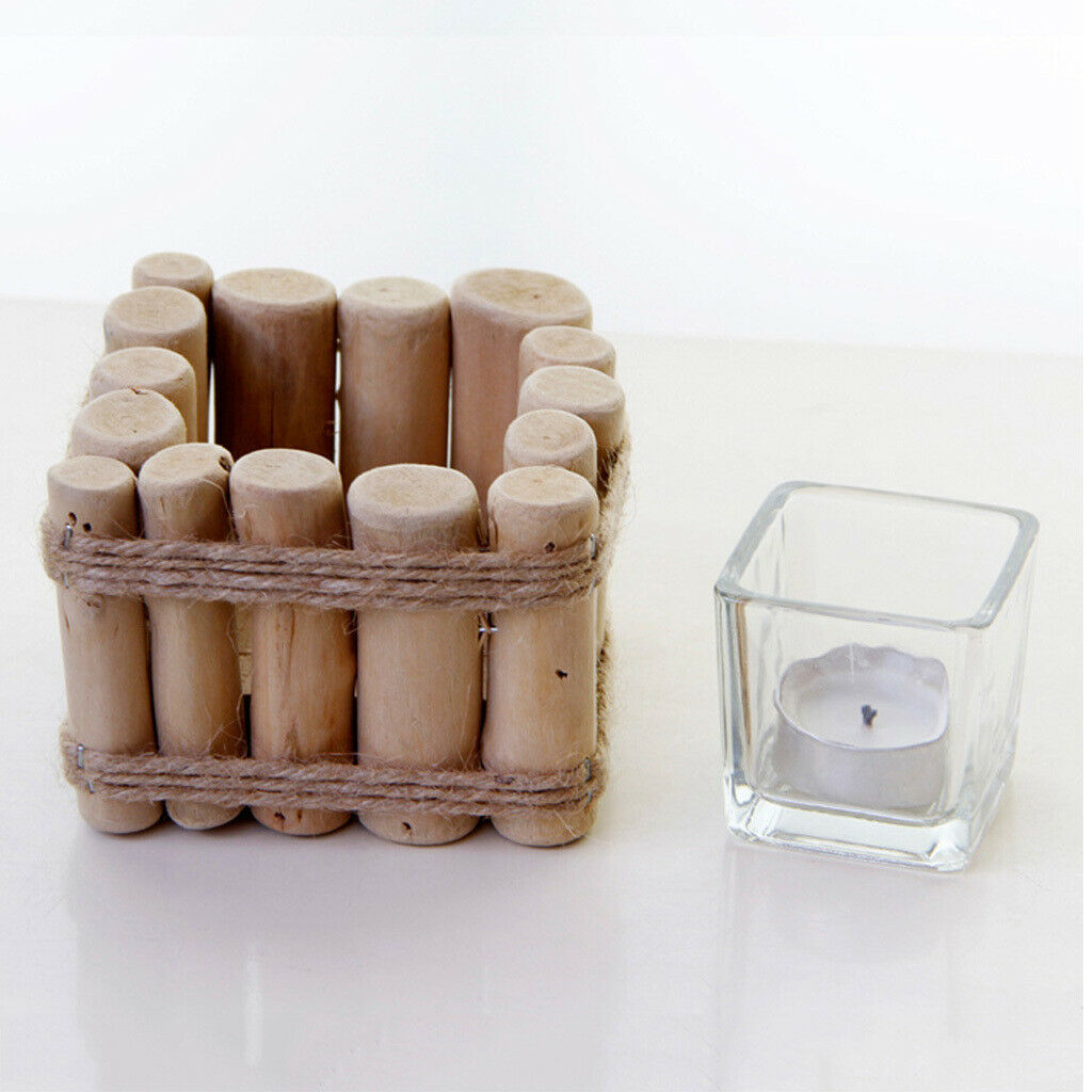 Wooden Square Candle Holder European Pastoral Style Wood Desk Ornament