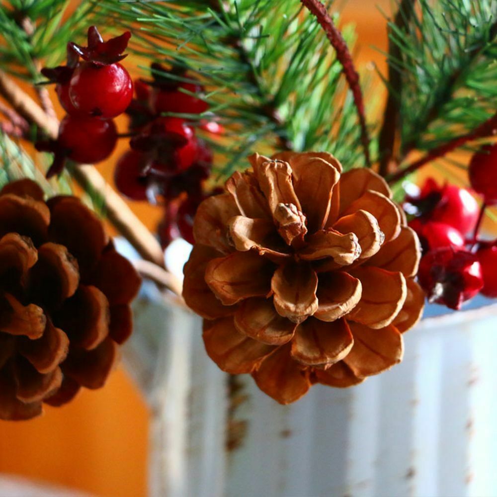 DIY Red Berries Bouquets Simulation Pine Branch Artificial Pine Needles