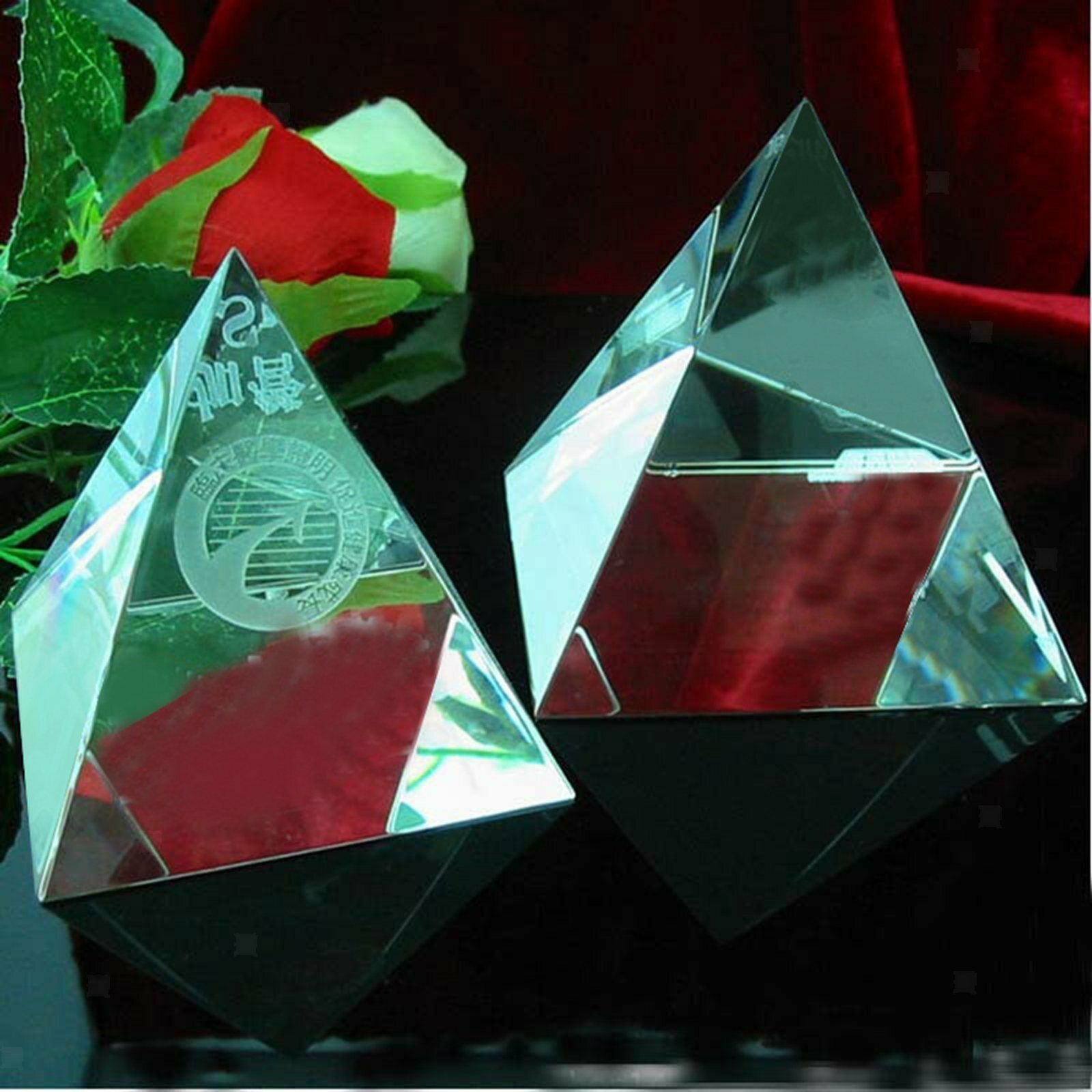 Clear Crystal Pyramid Prism Home Decor Paperweight Experiment Instrument