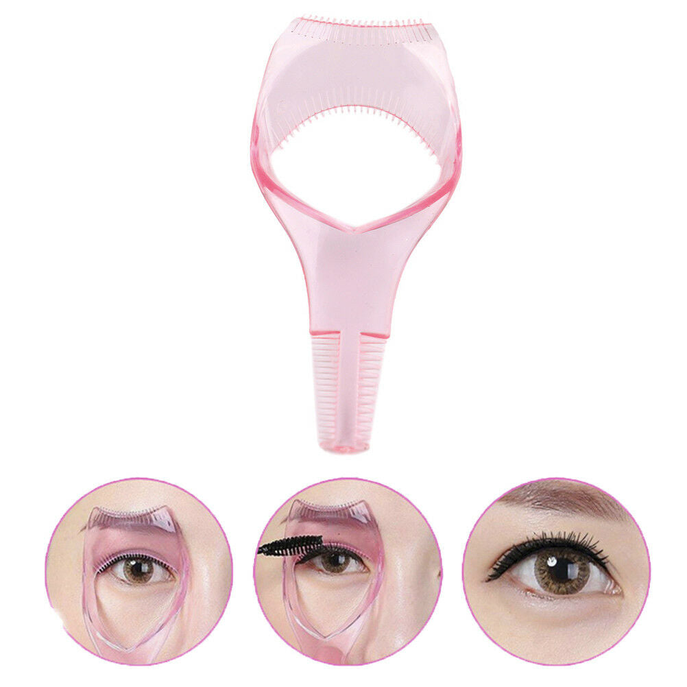 3in 1 Eye lash mascara shield guard eyelash curler applicator tool comb guide XC
