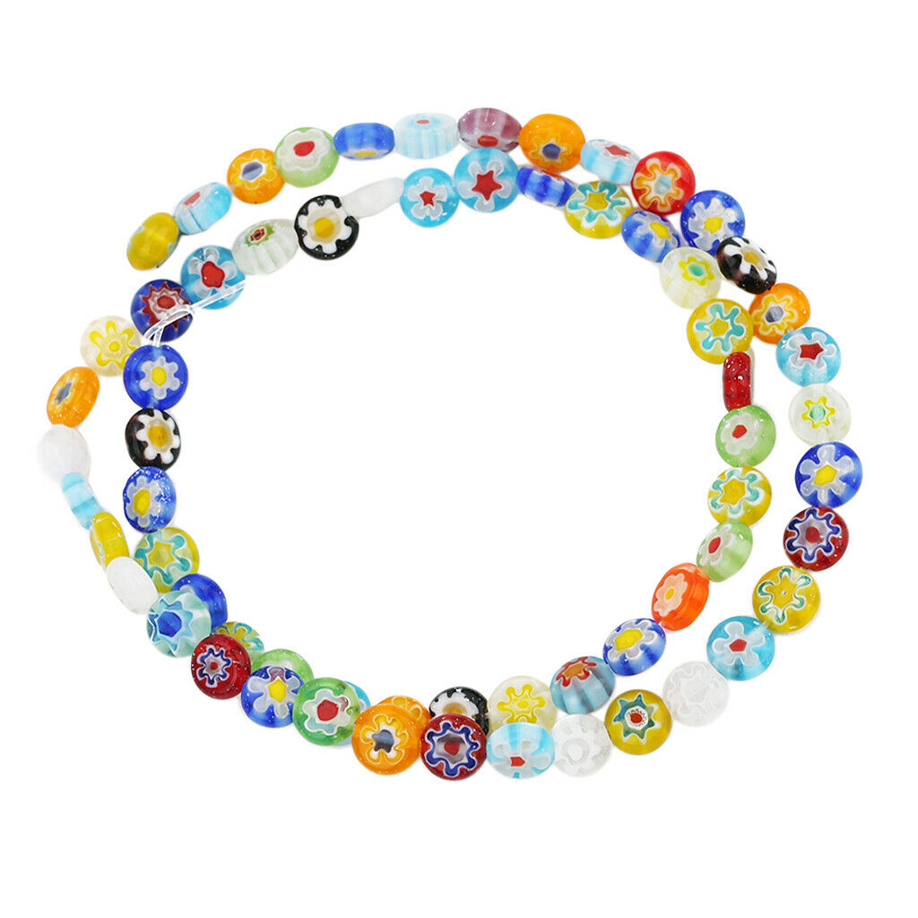 Glass Spacer Beads Bulk Colorful Buttons for DIY Jewelry 8MM, Apx48 Pieces