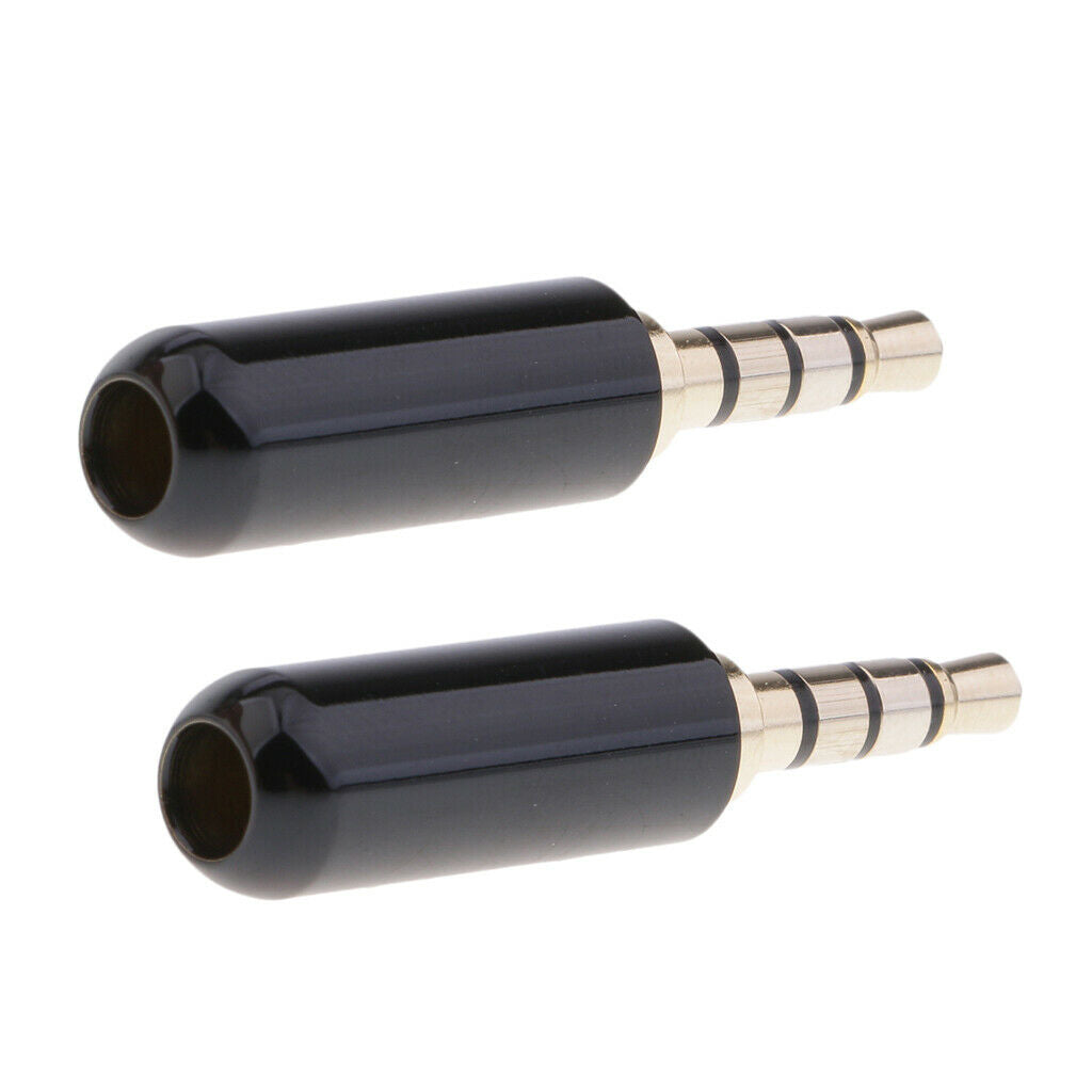 2PC 3.5mm 1/8" Male Jack Mini Black Audio Plug Male Stereo Adaptor DIY Soldering
